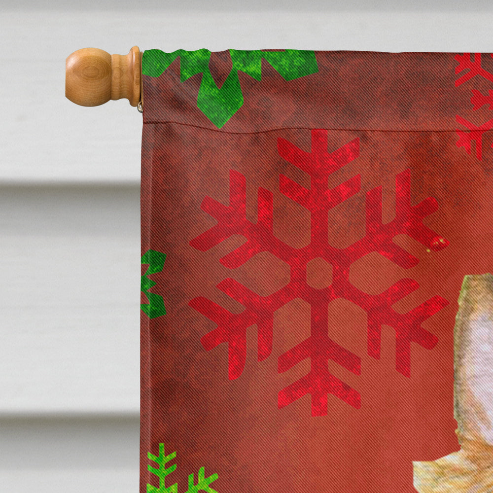 Silky Terrier Red Green Snowflake Holiday Christmas House Flag 28x40 Porch Sleeve Pole Decorative Outside Yard Banner Artwork Wall Hanging, Polyester