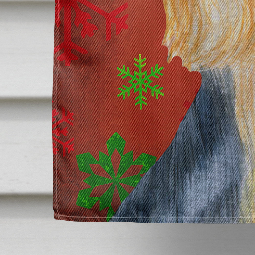 Silky Terrier Red Green Snowflake Holiday Christmas House Flag 28x40 Porch Sleeve Pole Decorative Outside Yard Banner Artwork Wall Hanging, Polyester