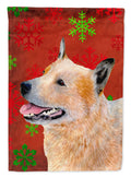 Australian Cattle Dog Red Green Snowflakes Christmas House Flag 28x40 Porch Sleeve Pole Decorative Outside Yard Banner Artwork Wall Hanging, Polyester