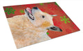 Australian Cattle Dog Red Green Snowflakes Christmas Cutting Board Tempered Glass Kitchen Cutting Surface, Heat Resistant Chopping, Non-Slip Feet, Food Prep & Serving