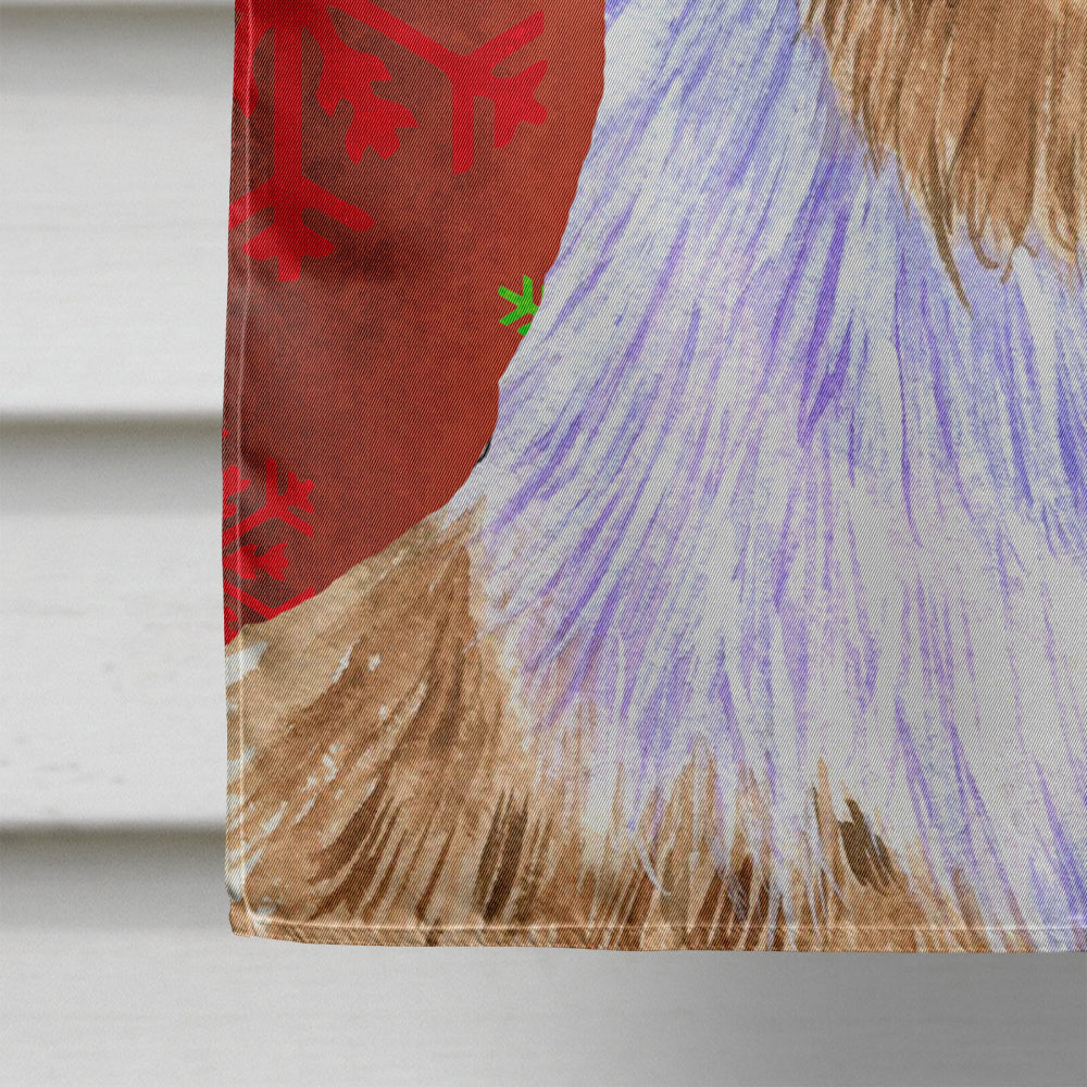 Australian Shepherd Red Green Snowflakes Christmas House Flag 28x40 Porch Sleeve Pole Decorative Outside Yard Banner Artwork Wall Hanging, Polyester
