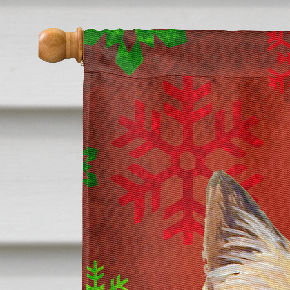 Cairn Terrier Red and Green Snowflakes Holiday Christmas House Flag 28x40 Porch Sleeve Pole Decorative Outside Yard Banner Artwork Wall Hanging, Polyester