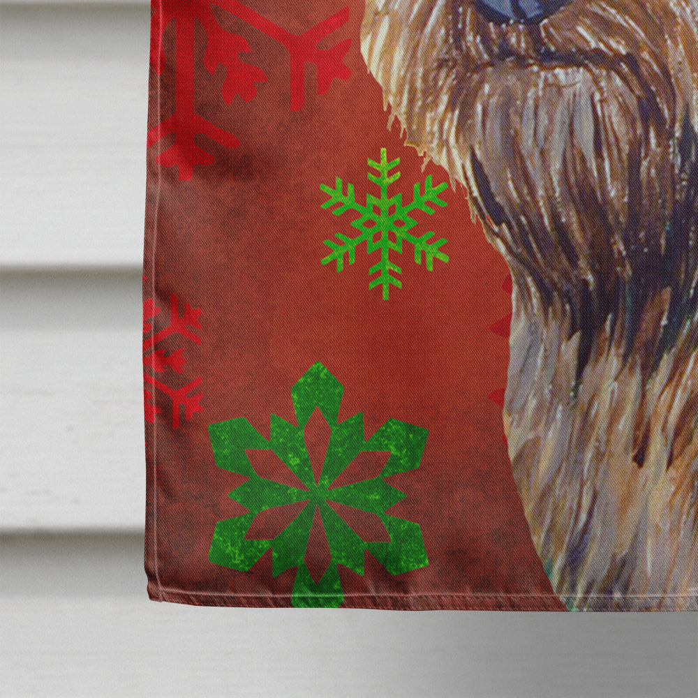 Cairn Terrier Red and Green Snowflakes Holiday Christmas House Flag 28x40 Porch Sleeve Pole Decorative Outside Yard Banner Artwork Wall Hanging, Polyester
