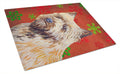 Cairn Terrier Red and Green Snowflakes Holiday Christmas Cutting Board Tempered Glass Kitchen Cutting Surface, Heat Resistant Chopping, Non-Slip Feet, Food Prep & Serving
