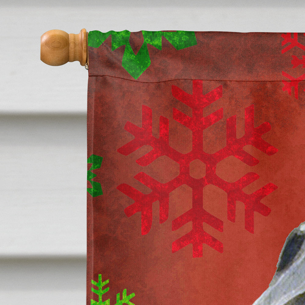 Flat Coated Retriever Red  Green Snowflakes Holiday Christmas House Flag 28x40 Porch Sleeve Pole Decorative Outside Yard Banner Artwork Wall Hanging, Polyester