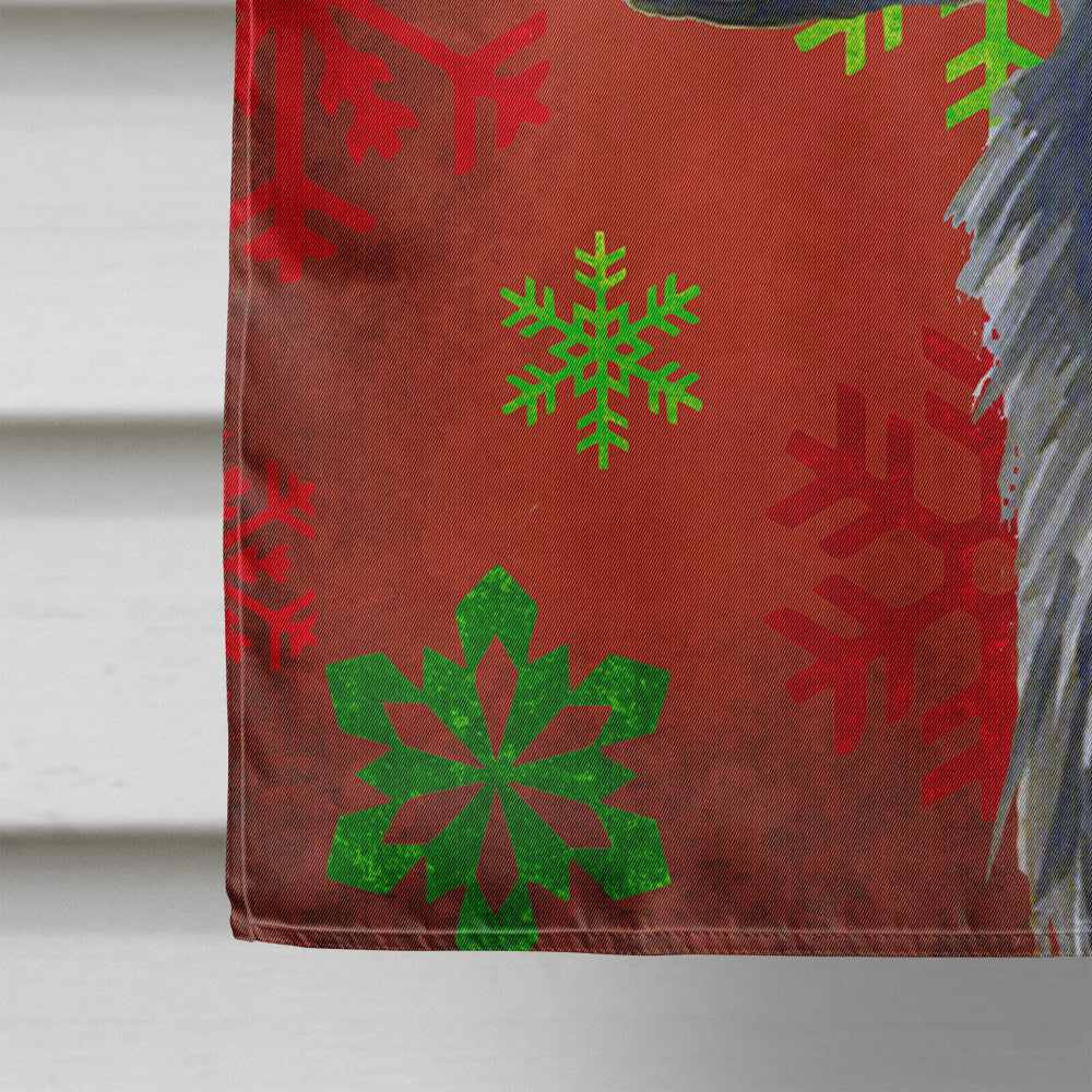 Flat Coated Retriever Red  Green Snowflakes Holiday Christmas House Flag 28x40 Porch Sleeve Pole Decorative Outside Yard Banner Artwork Wall Hanging, Polyester