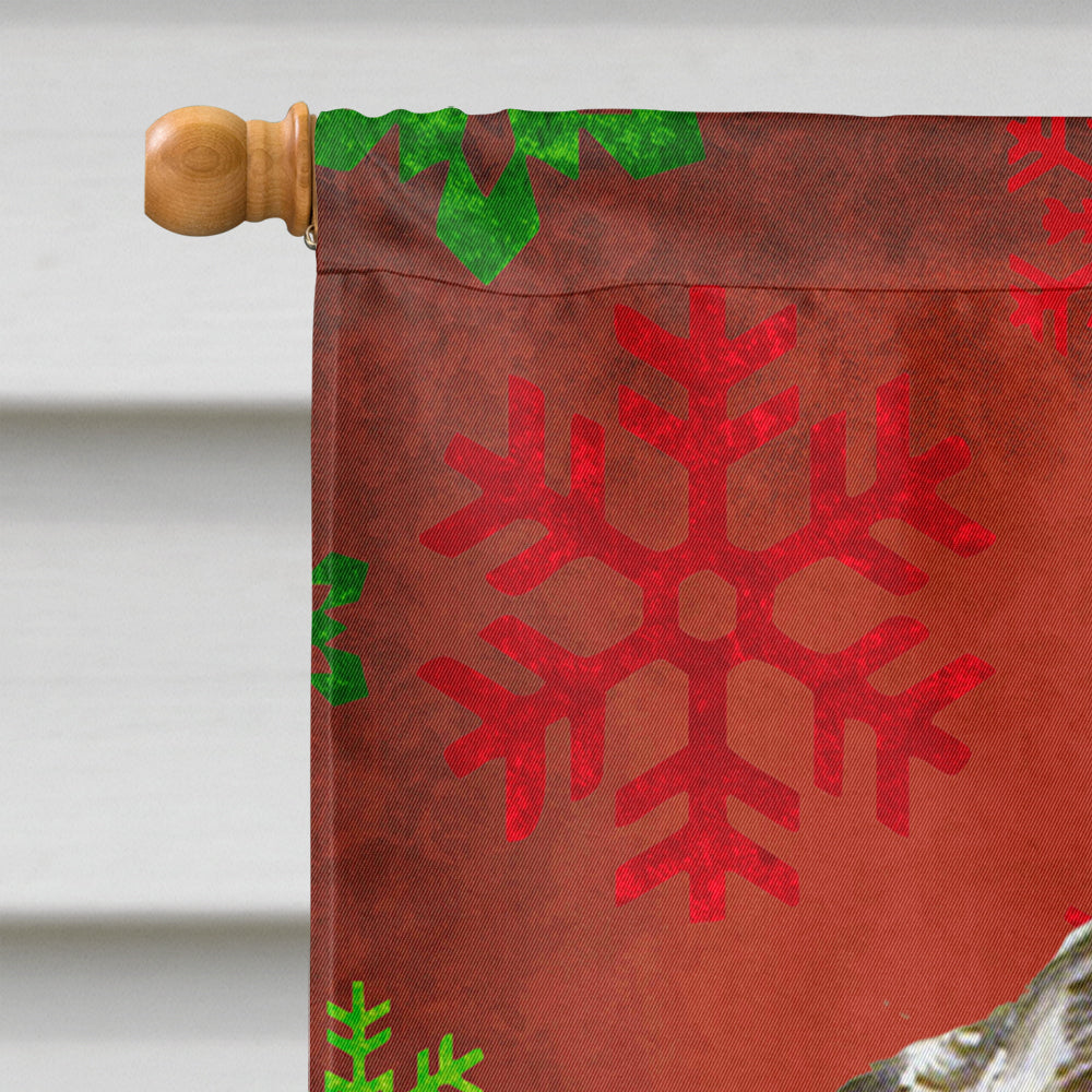 English Setter Red and Green Snowflakes Holiday Christmas House Flag 28x40 Porch Sleeve Pole Decorative Outside Yard Banner Artwork Wall Hanging, Polyester