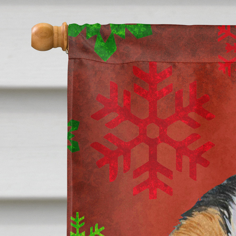 Cavalier Spaniel Red and Green Snowflakes Holiday Christmas House Flag 28x40 Porch Sleeve Pole Decorative Outside Yard Banner Artwork Wall Hanging, Polyester