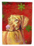 Vizsla Red and Green Snowflakes Holiday Christmas House Flag 28x40 Porch Sleeve Pole Decorative Outside Yard Banner Artwork Wall Hanging, Polyester