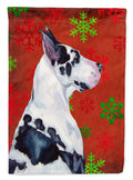 Great Dane Red and Green Snowflakes Holiday Christmas House Flag 28x40 Porch Sleeve Pole Decorative Outside Yard Banner Artwork Wall Hanging, Polyester