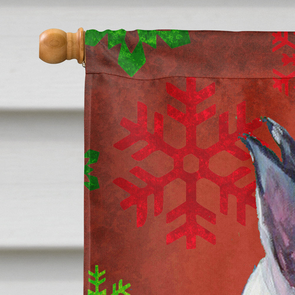 Great Dane Red and Green Snowflakes Holiday Christmas House Flag 28x40 Porch Sleeve Pole Decorative Outside Yard Banner Artwork Wall Hanging, Polyester