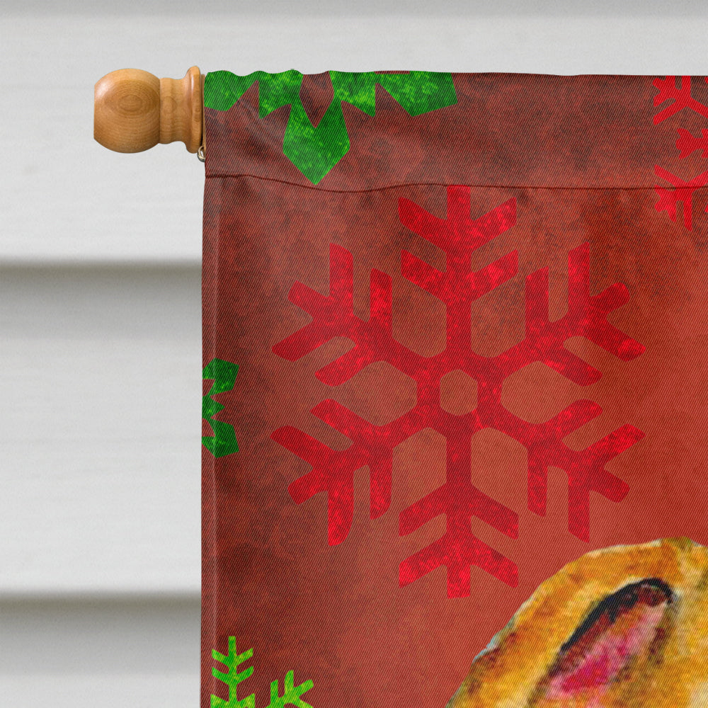 Whippet Red and Green Snowflakes Holiday Christmas House Flag 28x40 Porch Sleeve Pole Decorative Outside Yard Banner Artwork Wall Hanging, Polyester