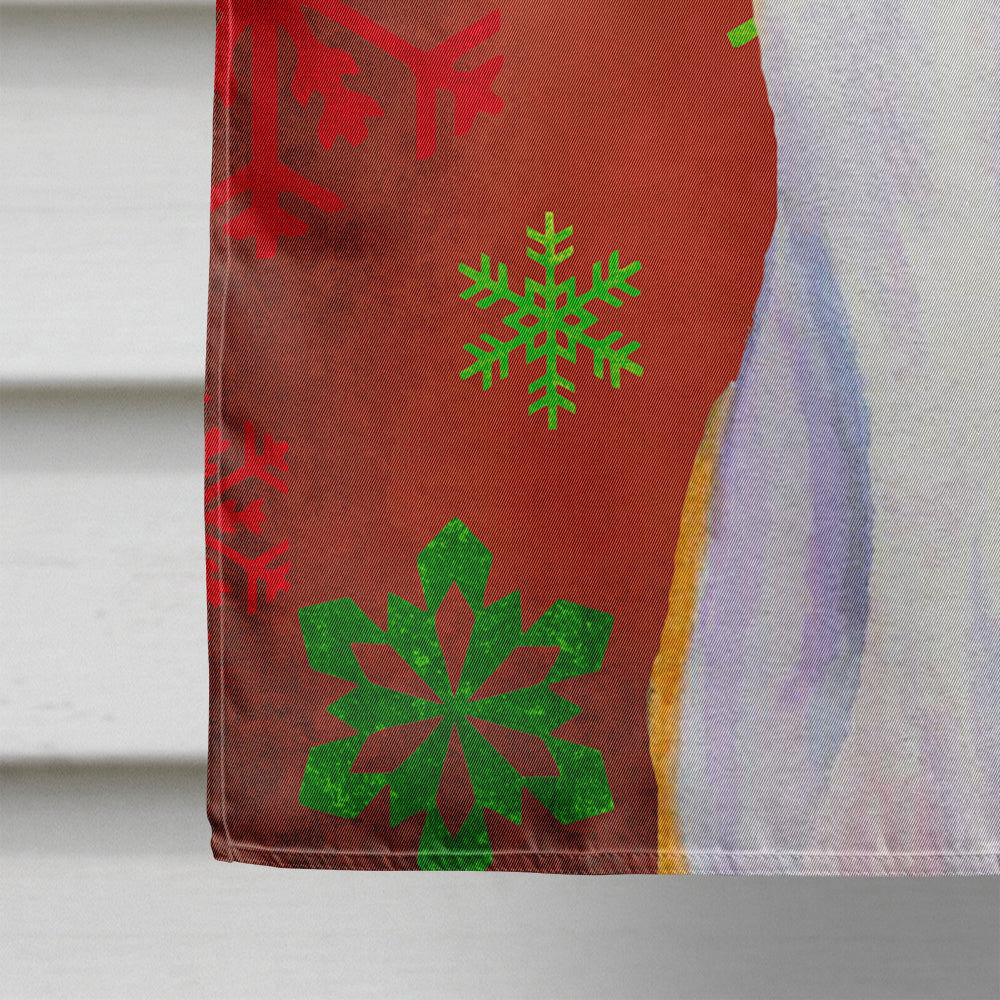 Whippet Red and Green Snowflakes Holiday Christmas House Flag 28x40 Porch Sleeve Pole Decorative Outside Yard Banner Artwork Wall Hanging, Polyester