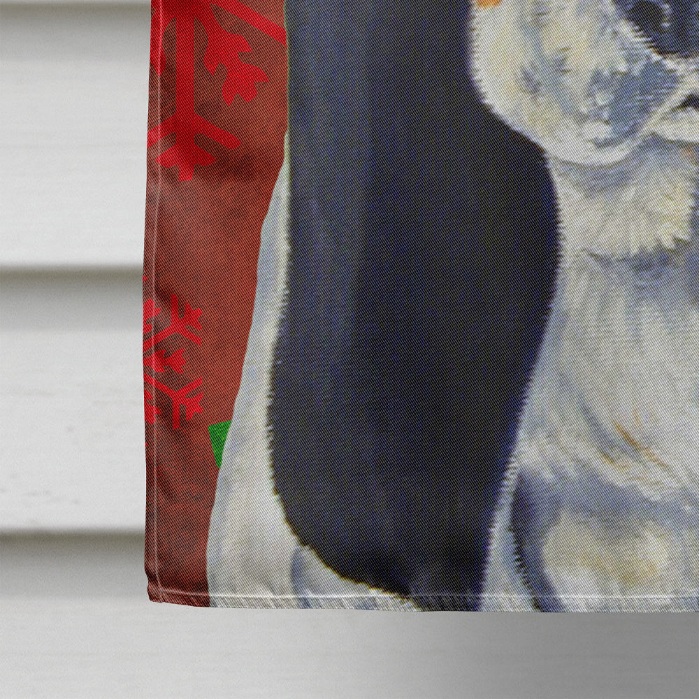Basset Hound Red and Green Snowflakes Holiday Christmas House Flag 28x40 Porch Sleeve Pole Decorative Outside Yard Banner Artwork Wall Hanging, Polyester