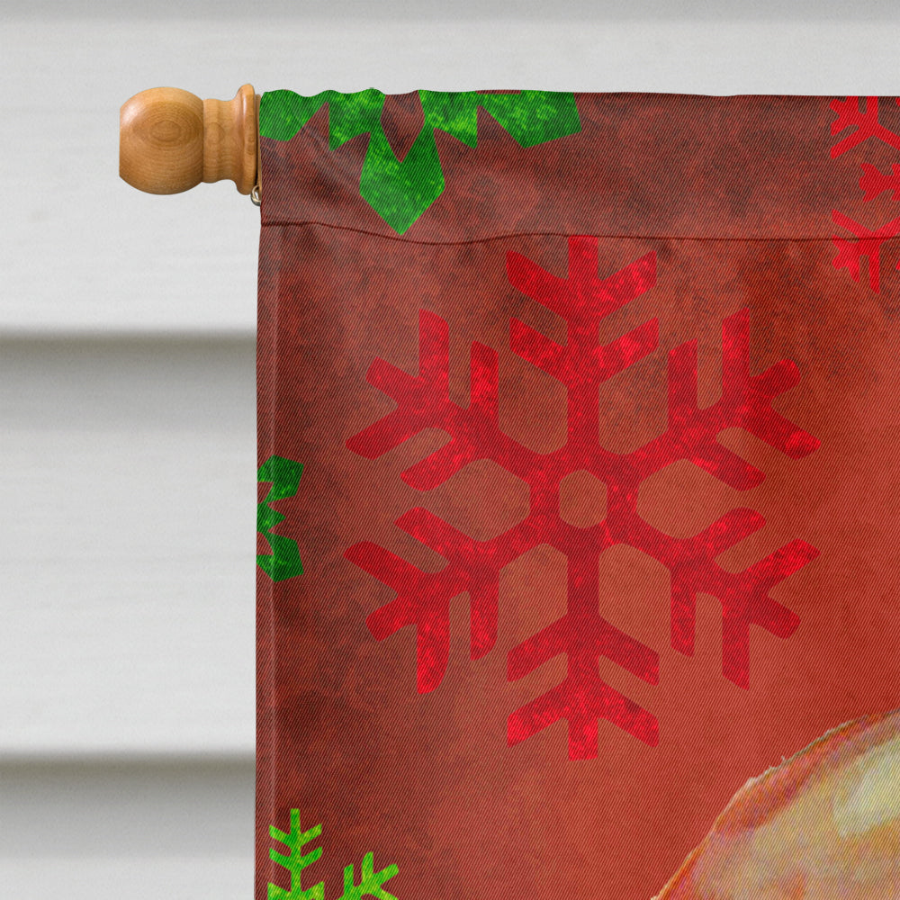Basset Hound Red and Green Snowflakes Holiday Christmas House Flag 28x40 Porch Sleeve Pole Decorative Outside Yard Banner Artwork Wall Hanging, Polyester