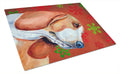 Basset Hound Red and Green Snowflakes Holiday Christmas Cutting Board Tempered Glass Kitchen Cutting Surface, Heat Resistant Chopping, Non-Slip Feet, Food Prep & Serving