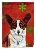 Corgi Red and Green Snowflakes Holiday Christmas House Flag 28x40 Porch Sleeve Pole Decorative Outside Yard Banner Artwork Wall Hanging, Polyester