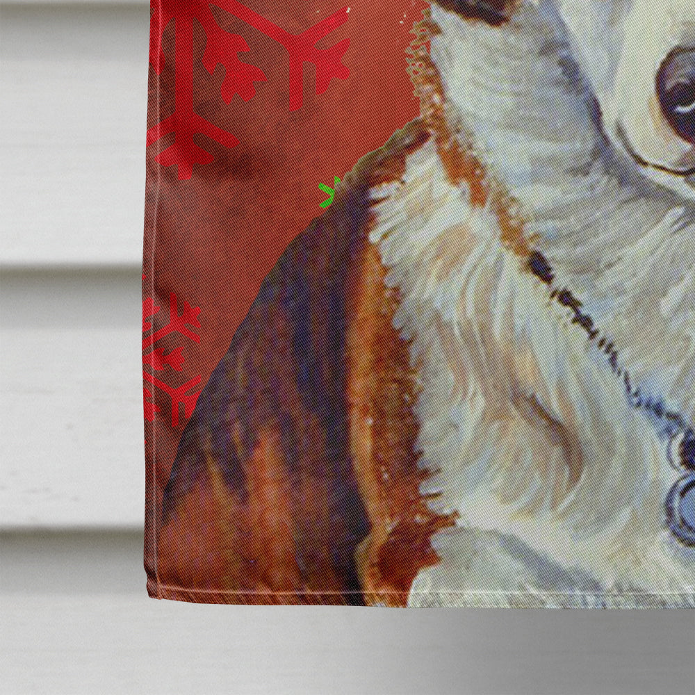 Corgi Red and Green Snowflakes Holiday Christmas House Flag 28x40 Porch Sleeve Pole Decorative Outside Yard Banner Artwork Wall Hanging, Polyester
