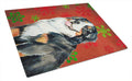 Bernese Mountain Dog Red  Green Snowflakes Holiday Christmas Cutting Board Tempered Glass Kitchen Cutting Surface, Heat Resistant Chopping, Non-Slip Feet, Food Prep & Serving