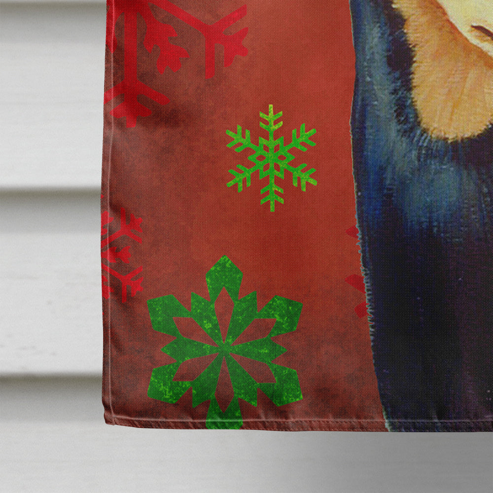 Min Pin Red and Green Snowflakes Holiday Christmas House Flag 28x40 Porch Sleeve Pole Decorative Outside Yard Banner Artwork Wall Hanging, Polyester