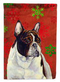 French Bulldog Red and Green Snowflakes Holiday Christmas House Flag 28x40 Porch Sleeve Pole Decorative Outside Yard Banner Artwork Wall Hanging, Polyester