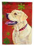 Labrador Red and Green Snowflakes Holiday Christmas House Flag 28x40 Porch Sleeve Pole Decorative Outside Yard Banner Artwork Wall Hanging, Polyester