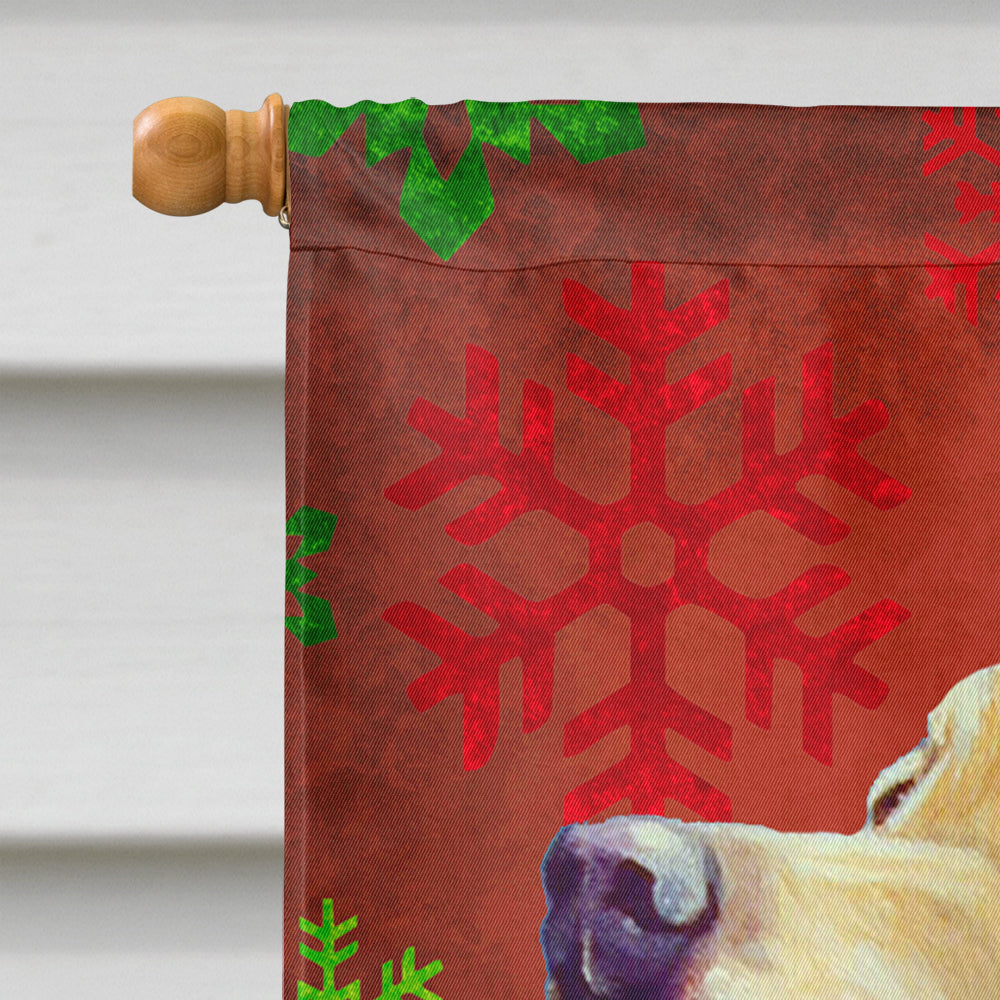Labrador Red and Green Snowflakes Holiday Christmas House Flag 28x40 Porch Sleeve Pole Decorative Outside Yard Banner Artwork Wall Hanging, Polyester