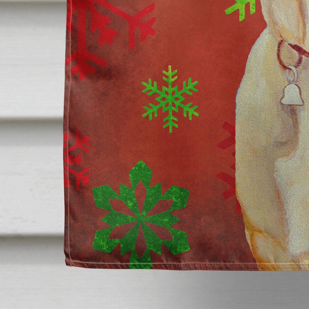 Labrador Red and Green Snowflakes Holiday Christmas House Flag 28x40 Porch Sleeve Pole Decorative Outside Yard Banner Artwork Wall Hanging, Polyester