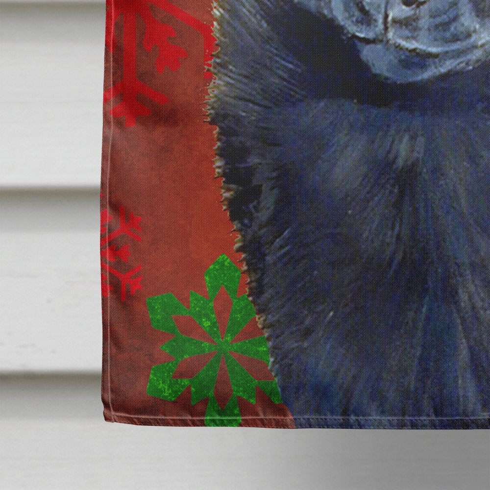 Schipperke Red and Green Snowflakes Holiday Christmas House Flag 28x40 Porch Sleeve Pole Decorative Outside Yard Banner Artwork Wall Hanging, Polyester