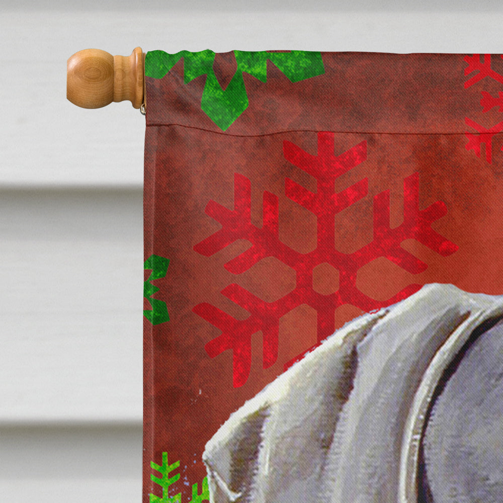 Weimaraner Red and Green Snowflakes Holiday Christmas House Flag 28x40 Porch Sleeve Pole Decorative Outside Yard Banner Artwork Wall Hanging, Polyester