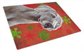 Weimaraner Red and Green Snowflakes Holiday Christmas Cutting Board Tempered Glass Kitchen Cutting Surface, Heat Resistant Chopping, Non-Slip Feet, Food Prep & Serving