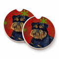 Brussels Griffon Red and Green Snowflakes Holiday Christmas Set of 2 Cup Holder Car Coasters Absorbent Round Sandstone Coasters Gifts for Men or Women, 2.5, Multicolor