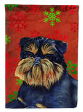 Brussels Griffon Red and Green Snowflakes Holiday Christmas House Flag 28x40 Porch Sleeve Pole Decorative Outside Yard Banner Artwork Wall Hanging, Polyester