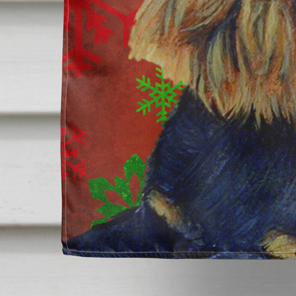 Brussels Griffon Red and Green Snowflakes Holiday Christmas House Flag 28x40 Porch Sleeve Pole Decorative Outside Yard Banner Artwork Wall Hanging, Polyester