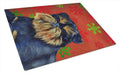 Brussels Griffon Red and Green Snowflakes Holiday Christmas Cutting Board Tempered Glass Kitchen Cutting Surface, Heat Resistant Chopping, Non-Slip Feet, Food Prep & Serving
