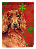 Irish Setter Red and Green Snowflakes Holiday Christmas House Flag 28x40 Porch Sleeve Pole Decorative Outside Yard Banner Artwork Wall Hanging, Polyester