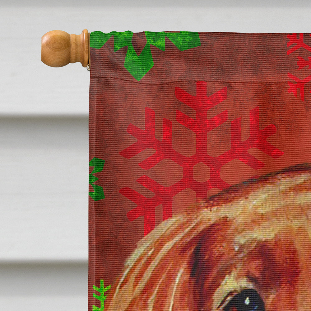 Irish Setter Red and Green Snowflakes Holiday Christmas House Flag 28x40 Porch Sleeve Pole Decorative Outside Yard Banner Artwork Wall Hanging, Polyester