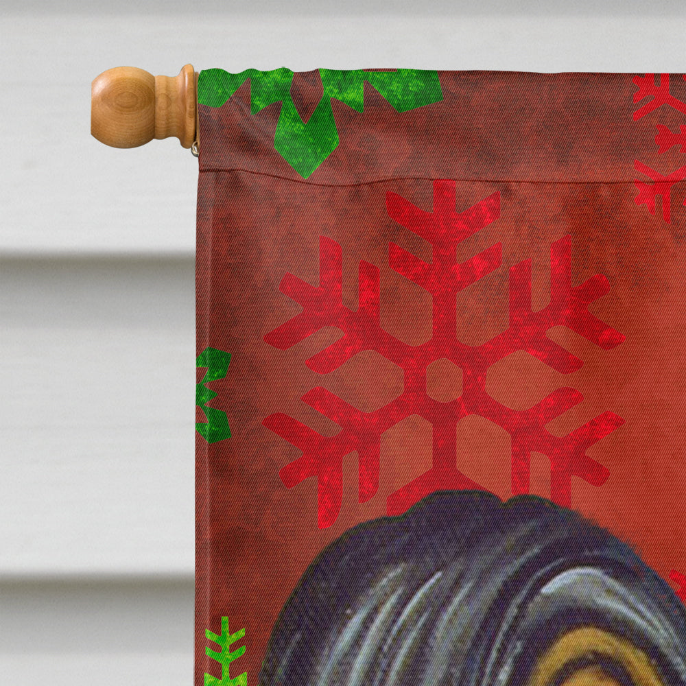 Papillon Red and Green Snowflakes Holiday Christmas House Flag 28x40 Porch Sleeve Pole Decorative Outside Yard Banner Artwork Wall Hanging, Polyester