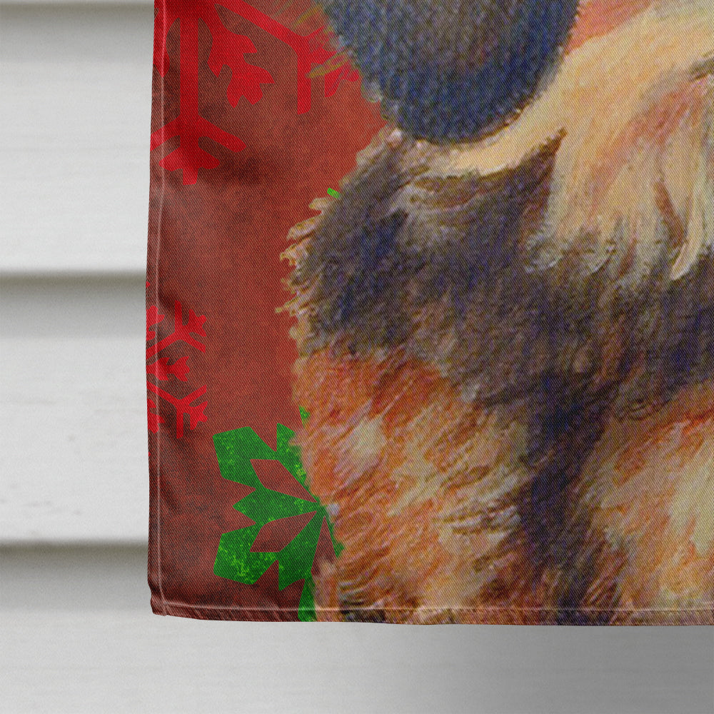 Dachshund Red and Green Snowflakes Holiday Christmas House Flag 28x40 Porch Sleeve Pole Decorative Outside Yard Banner Artwork Wall Hanging, Polyester