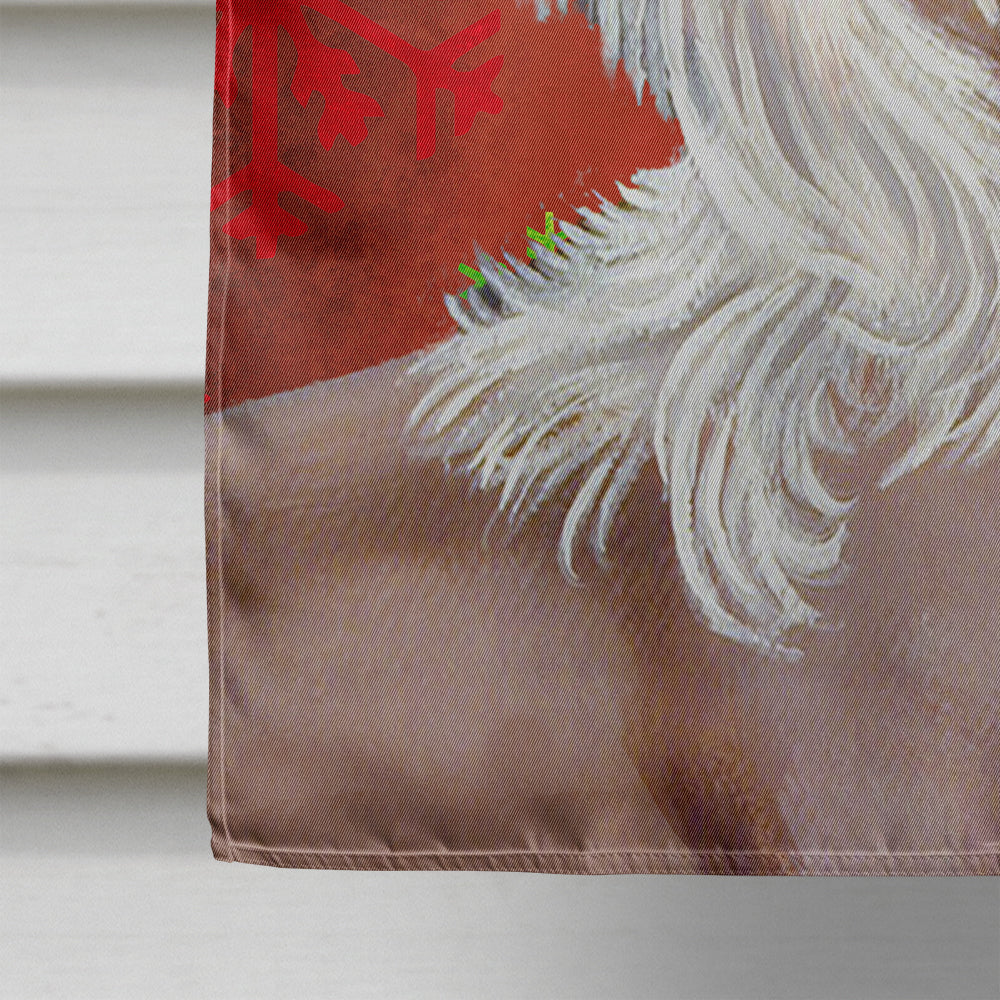 Chinese Crested Red and Green Snowflakes Holiday Christmas House Flag 28x40 Porch Sleeve Pole Decorative Outside Yard Banner Artwork Wall Hanging, Polyester
