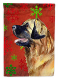 Leonberger Red and Green Snowflakes Holiday Christmas House Flag 28x40 Porch Sleeve Pole Decorative Outside Yard Banner Artwork Wall Hanging, Polyester