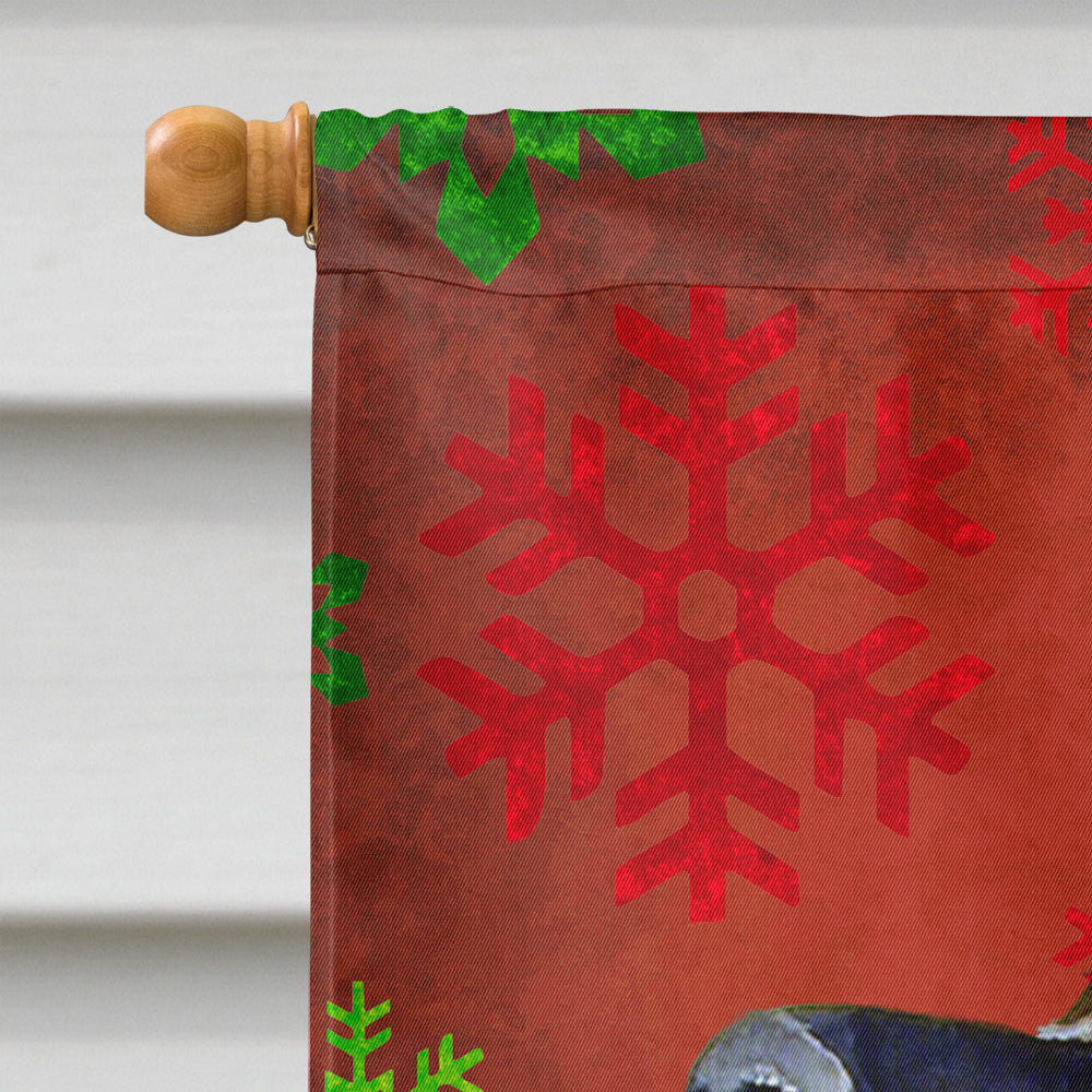 Leonberger Red and Green Snowflakes Holiday Christmas House Flag 28x40 Porch Sleeve Pole Decorative Outside Yard Banner Artwork Wall Hanging, Polyester