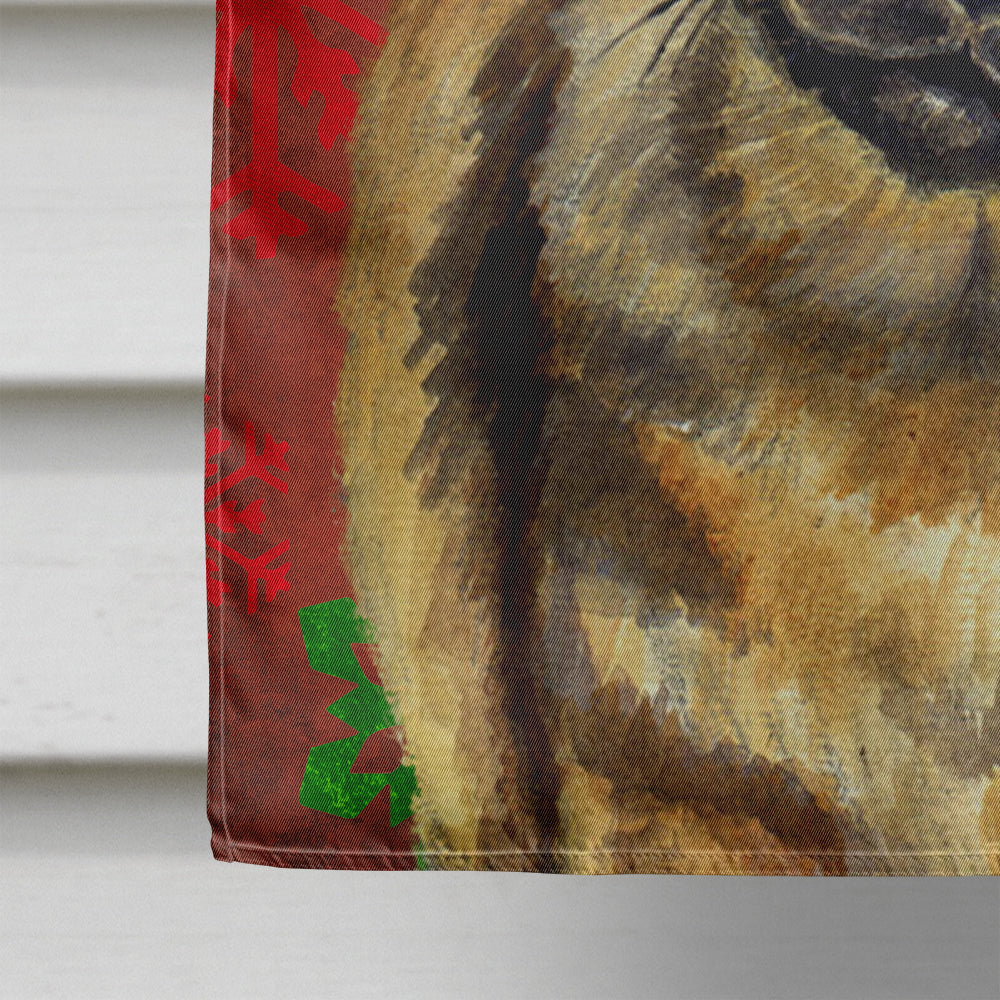 Tibetan Spaniel Red Green Snowflake Holiday Christmas House Flag 28x40 Porch Sleeve Pole Decorative Outside Yard Banner Artwork Wall Hanging, Polyester