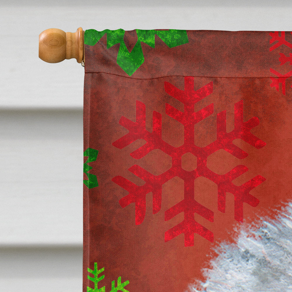Old English Sheepdog Red  Green Snowflakes Holiday Christmas House Flag 28x40 Porch Sleeve Pole Decorative Outside Yard Banner Artwork Wall Hanging, Polyester