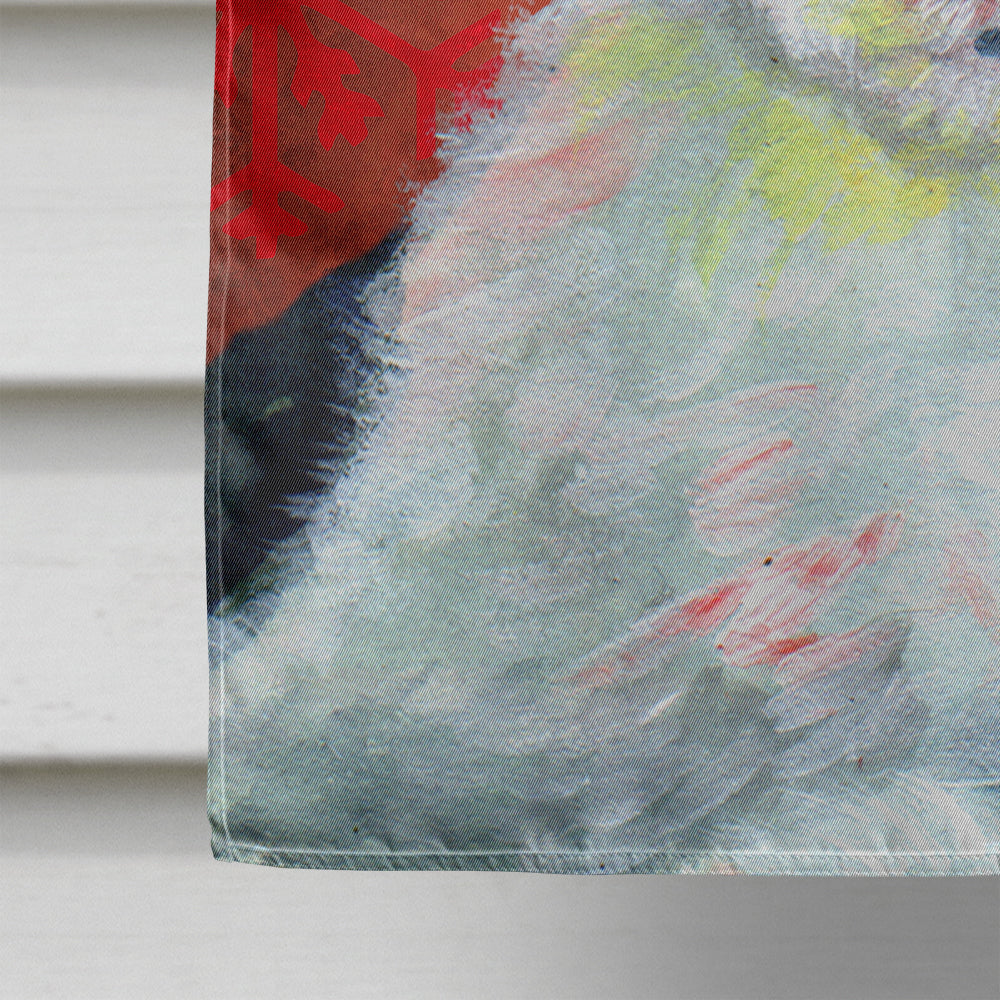 Old English Sheepdog Red  Green Snowflakes Holiday Christmas House Flag 28x40 Porch Sleeve Pole Decorative Outside Yard Banner Artwork Wall Hanging, Polyester