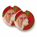 Petit Basset Griffon Vendeen Red Green Snowflake Christmas Set of 2 Cup Holder Car Coasters Absorbent Round Sandstone Coasters Gifts for Men or Women, 2.5, Multicolor