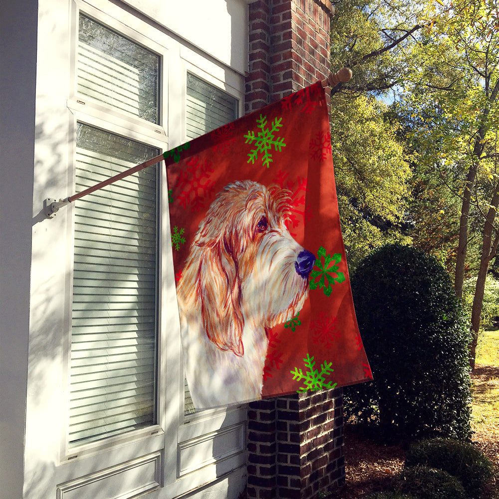 Petit Basset Griffon Vendeen Red Green Snowflake Christmas House Flag 28x40 Porch Sleeve Pole Decorative Outside Yard Banner Artwork Wall Hanging, Polyester