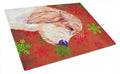 Petit Basset Griffon Vendeen Red Green Snowflake Christmas Cutting Board Tempered Glass Kitchen Cutting Surface, Heat Resistant Chopping, Non-Slip Feet, Food Prep & Serving