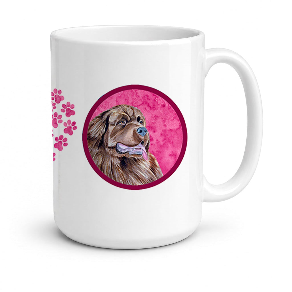 Pink Newfoundland Ceramic Coffee Mug 15 oz Decorative Large C Handle Mug Cup for Tea, Cocoa Hot Chocolate