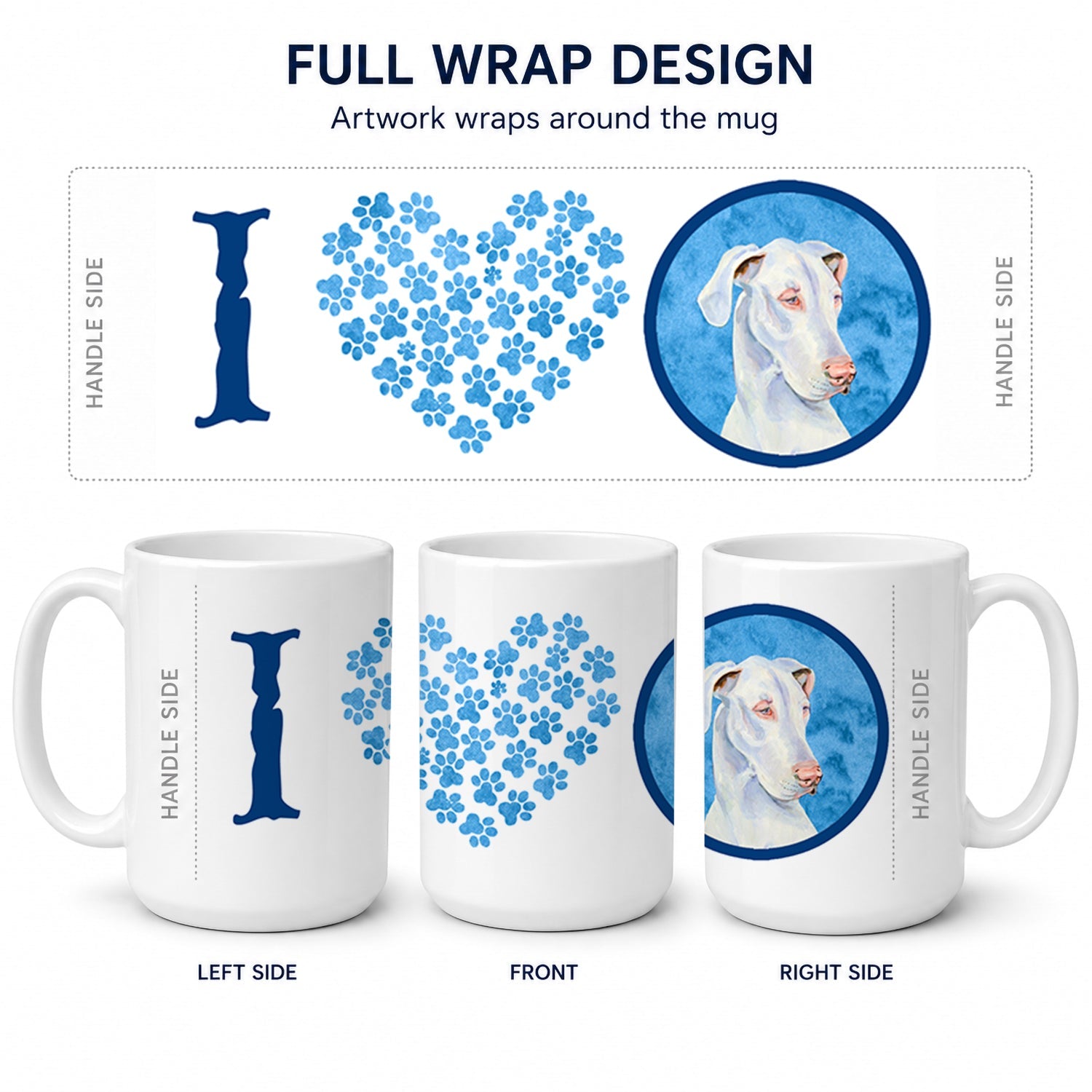 Blue Great Dane Ceramic Coffee Mug 15 oz Decorative Large C Handle Mug Cup for Tea, Cocoa Hot Chocolate